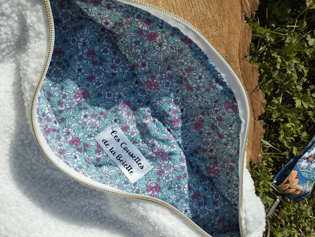 BANANA BAG - motif Teddy Bouclettes / liberty turquoise