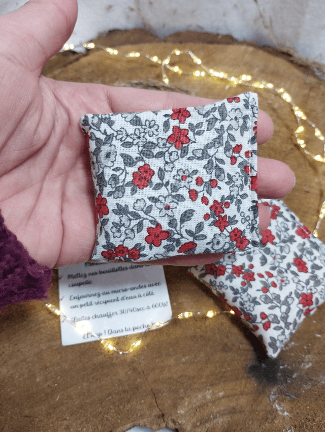 Bouillotte sèche de poche - Liberty gris et rouge