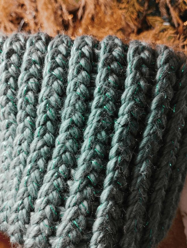 Snood / Tour de cou tricoté - taille adulte (Vert turquoise pailleté)