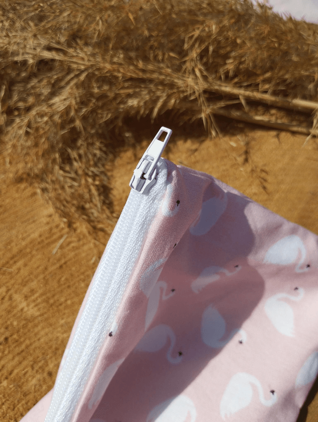Pochette à zip / Trousse - motif Cigne Rose