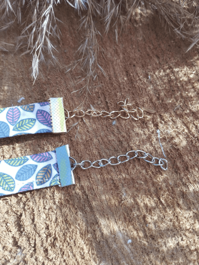 Bracelet large Liberty en tissus - motif Automne blanc