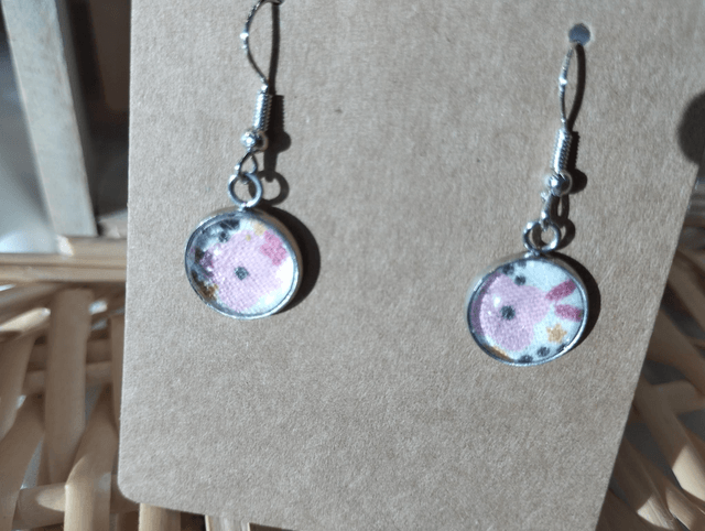 Boucles d'oreilles pendantes (modèle unique) - pink flowers