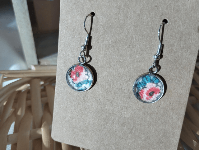 Boucles d'oreilles pendantes (modèle unique) - red flowers