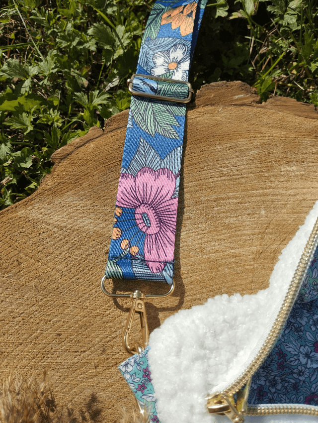 BANANA BAG - motif Teddy Bouclettes / liberty turquoise