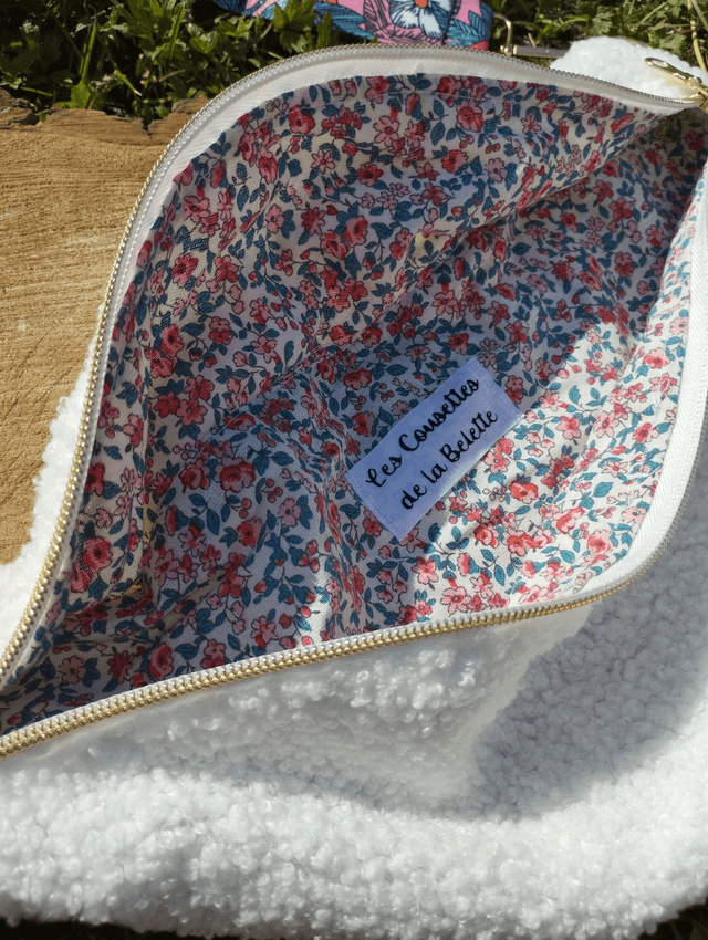 BANANA BAG - motif Teddy Bouclettes / liberty corail rose