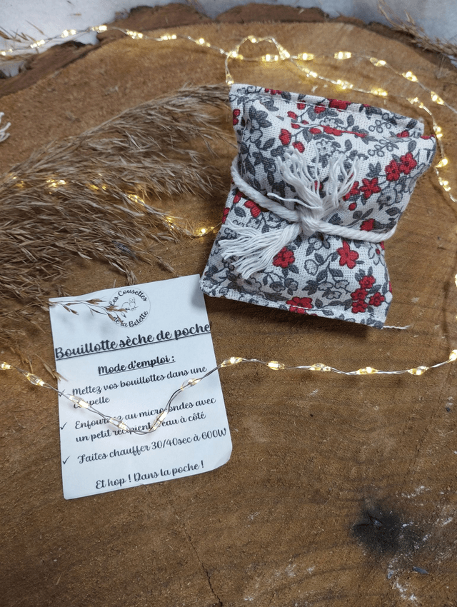Bouillotte sèche de poche - Liberty gris et rouge