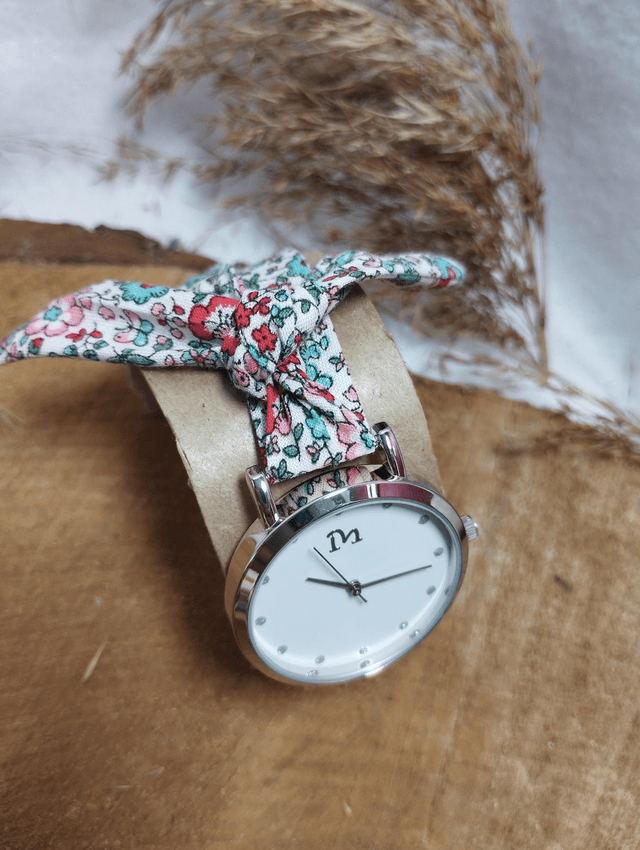 Montre avec bracelet en tissu - Liberty rouge