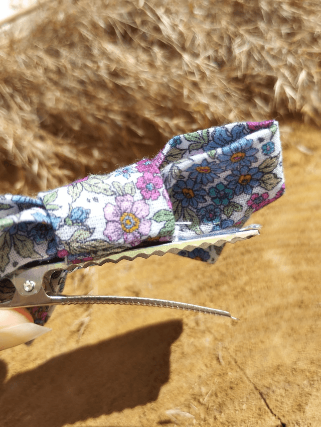 Barrette nœud - liberty bleu