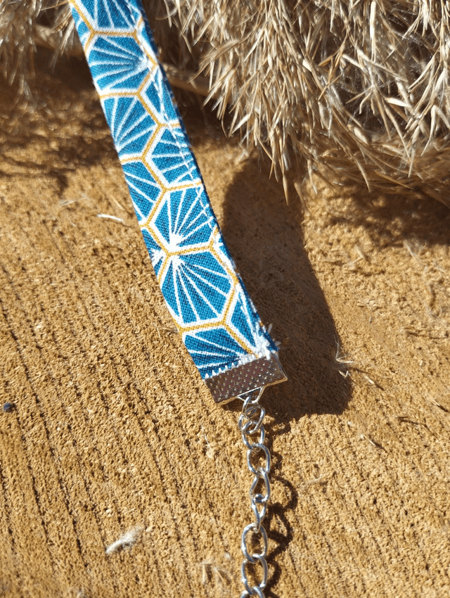 Bracelet large en tissus - motif mosaïque