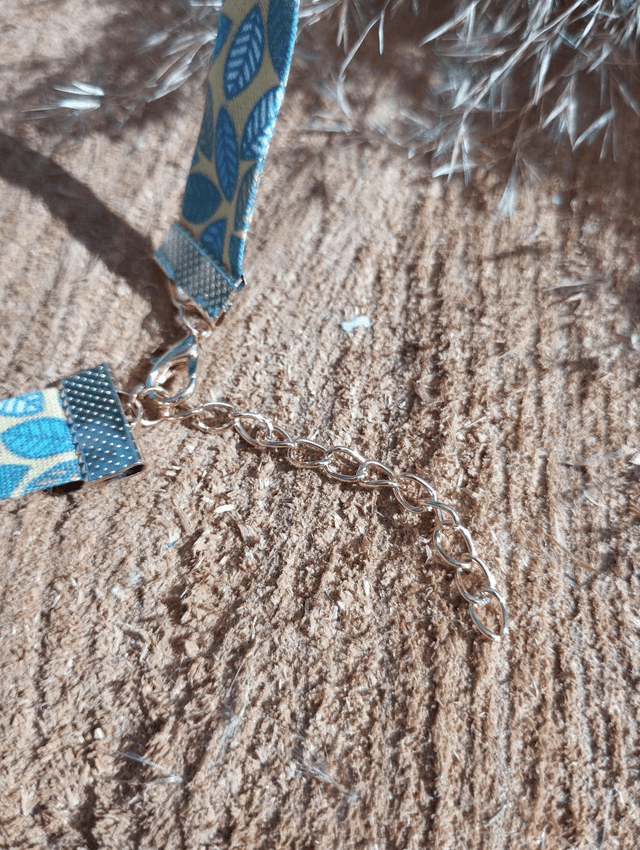 Bracelet large en tissus - motif Automne jaune