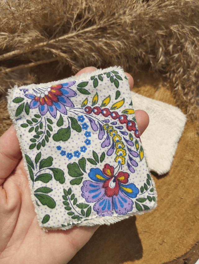 Coton lavable (à l'unité) - Fleur vintage et bambou bio