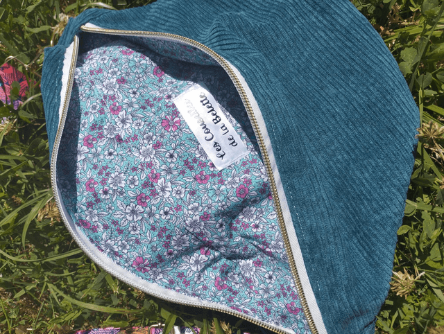 BANANA BAG - motif bleu pétrole / liberty turquoise