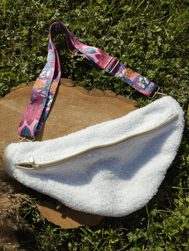 BANANA BAG - motif Teddy Bouclettes / liberty corail rose