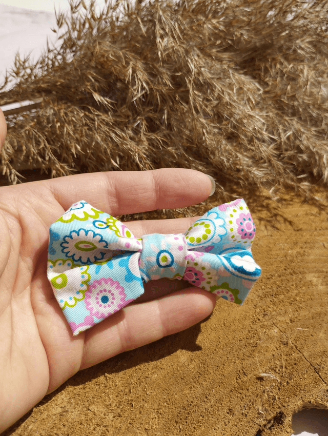 Barrette nœud - fleurs flashy