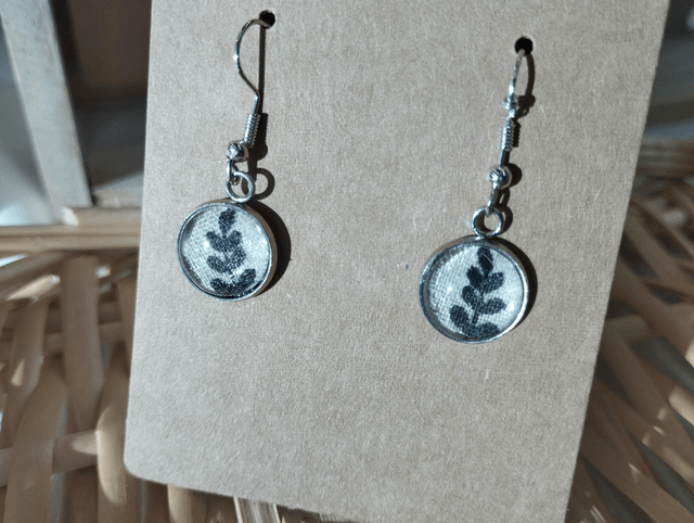 Boucles d'oreilles pendantes (modèle unique) - fougère 