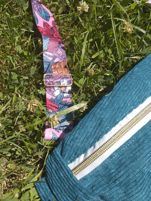 BANANA BAG - motif bleu pétrole / liberty turquoise