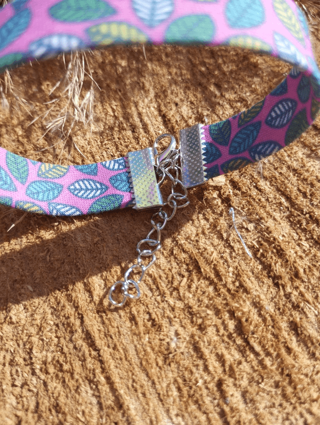 Bracelet large en tissus - motif Automne Rose
