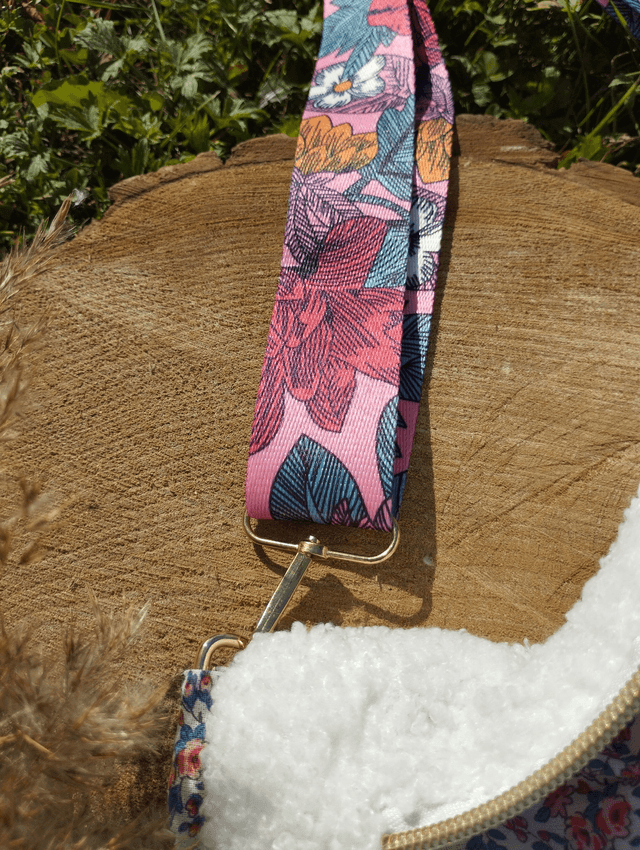 BANANA BAG - motif Teddy Bouclettes / liberty corail rose
