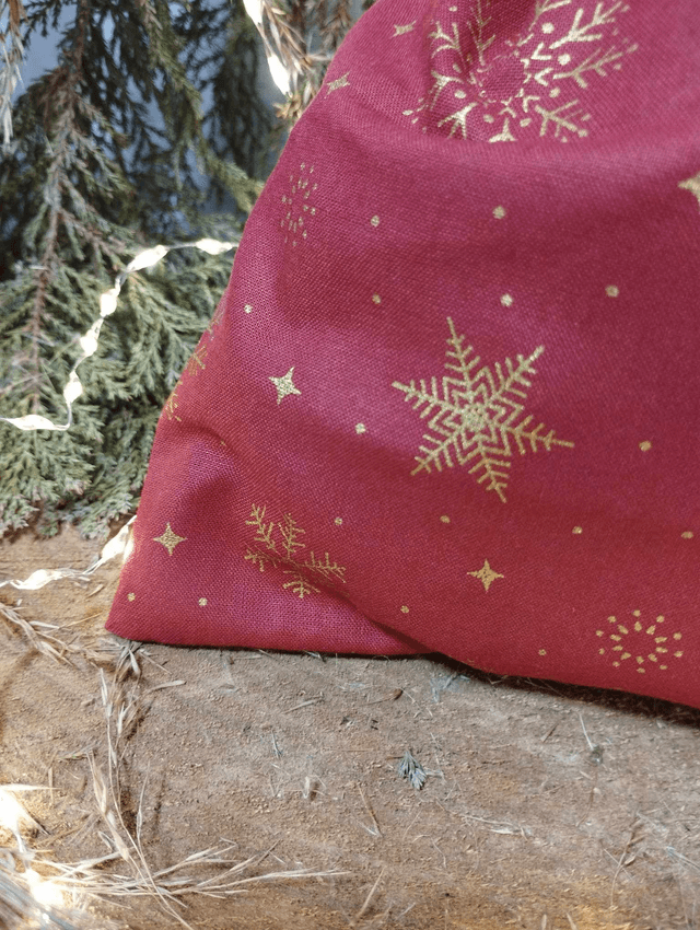 Emballage Cadeau - Pochon - Sac cadeau (motif flocon doré)