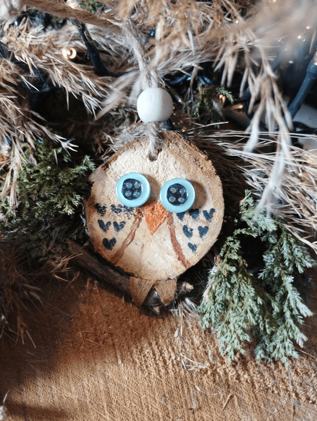 Déco suspension en bois - Hibou / Chouette