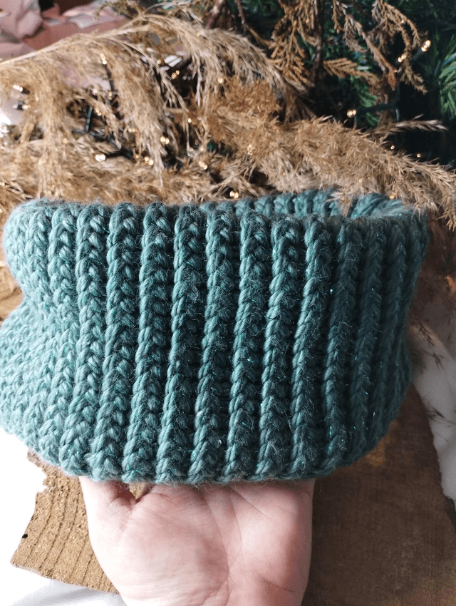 Snood / Tour de cou tricoté - taille adulte (Vert turquoise pailleté)