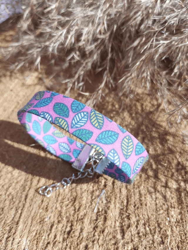 Bracelet large en tissus - motif Automne Rose