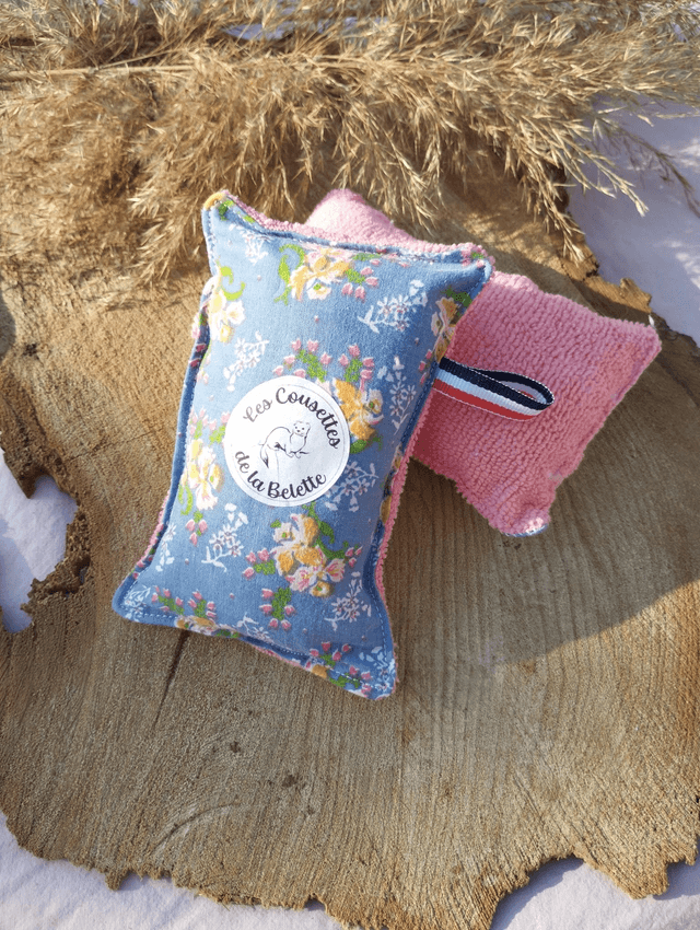 Éponge lavable - Fleurs bleues et microfibres 