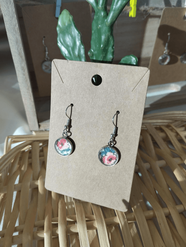 Boucles d&#039;oreilles pendantes (modèle unique) - red flowers