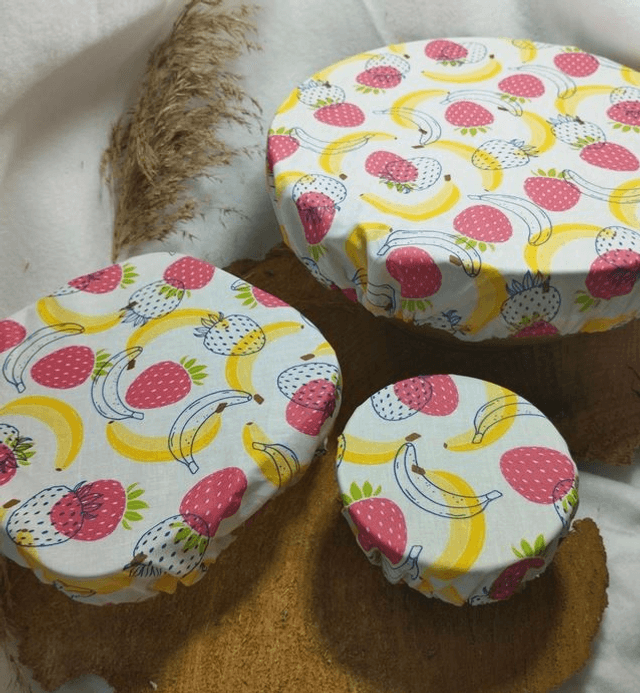 Charlotte / couvre plat / couvre bol  ||  Lavable et réutilisable (lot de 3 tailles) - Fruits