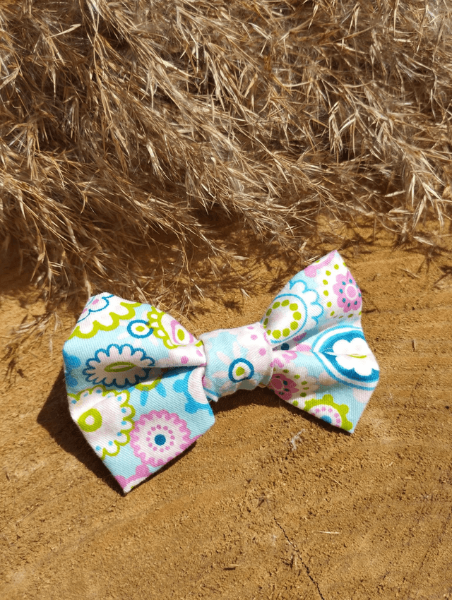 Barrette nœud - fleurs flashy