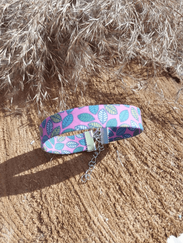 Bracelet large en tissus - motif Automne Rose