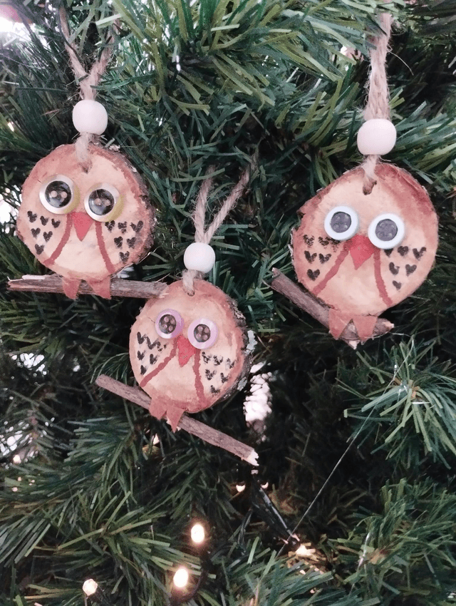 Déco suspension en bois - Hibou / Chouette
