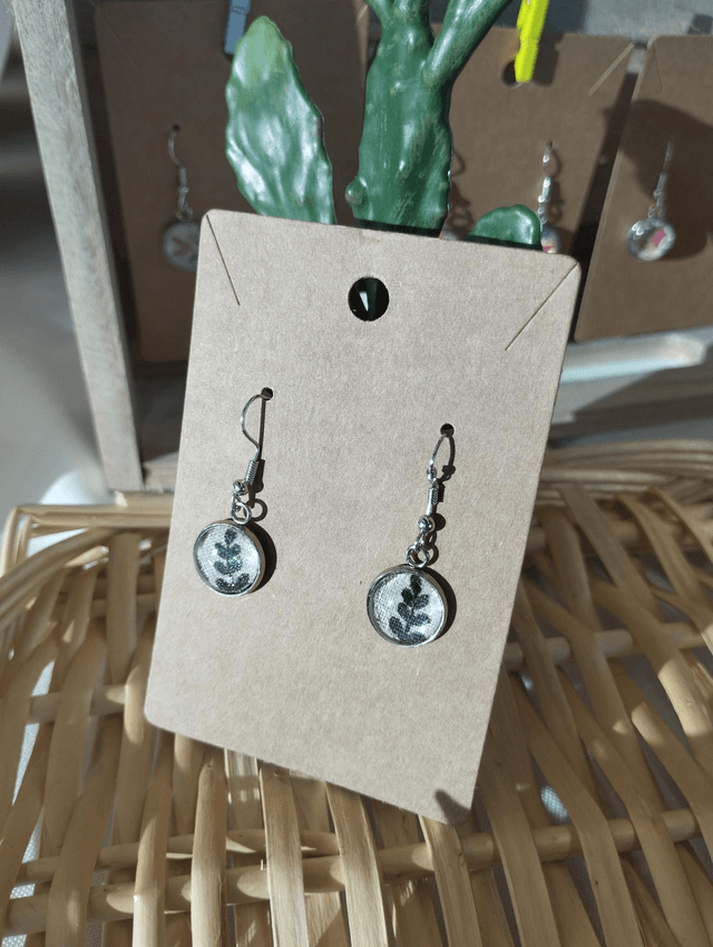 Boucles d&#039;oreilles pendantes (modèle unique) - fougère 