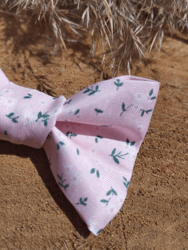 Barrette nœud - fleurs roses