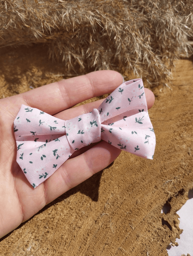 Barrette nœud - fleurs roses