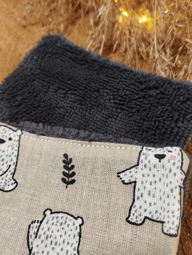 Lot de 5 cotons lavables - motif Teddy Bear (bambou gris)