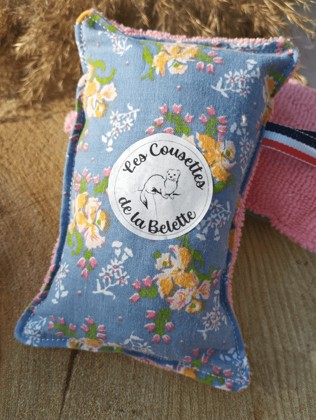 Éponge lavable - Fleurs bleues et microfibres
