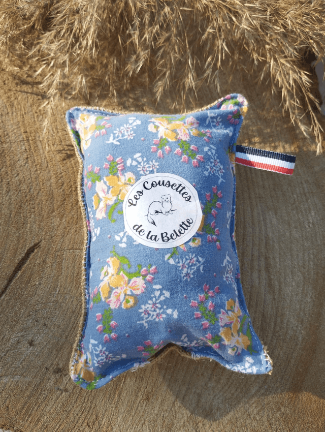 Éponge lavable - Fleurs bleues et Jute